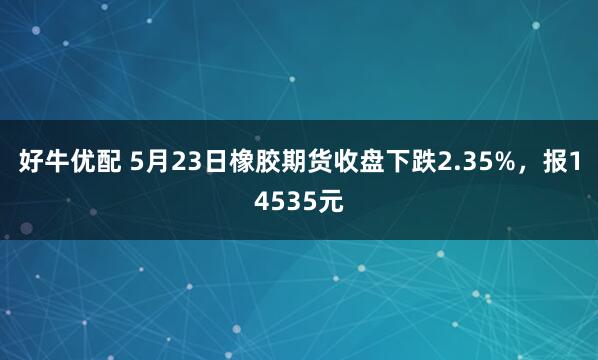 好牛优配 5月23日橡胶期货收盘下跌2.35%，报14535元